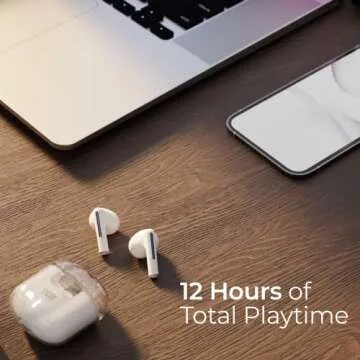 iJoy Wireless Earbuds Bluetooth Headphones with Charging Case - Lightweight Bluetooth Earbuds with Touch Controls and Bluetooth 5.0 - Audifonos Bluetooth Inalambricos Ear Buds (White)