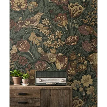 NextWall Bird Floral Peel and Stick Wallpaper