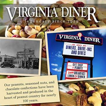 Virginia Diner Red Skin Virginia Peanuts - Gourmet Peanuts Non-GMO, Preservative Free from Virginia Since 1929 - Traditional Red Skin Salty Peanuts - 36 Oz Can