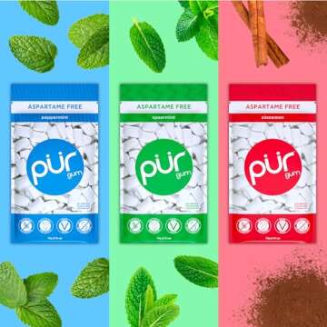 PUR Gum | Aspartame Free Chewing Gum | 100% Xylitol | Natural Flavored Gum, Variety Pack, 55 Pieces (Pack of 3)