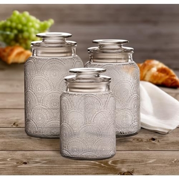 Style Setter 3-Piece Glass Canister Set for Cookies and More