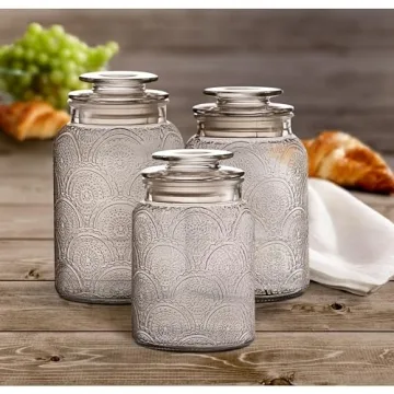 Style Setter 3-Piece Glass Canister Set for Cookies and More
