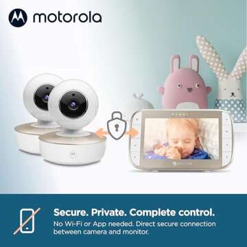 Motorola VM50G - HD Wireless 2-Camera & 5" Screen 1000ft Range Video Baby Monitor W/ 2-Way Audio - I...
