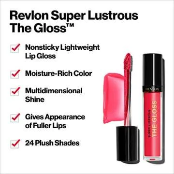 Revlon Super Lustrous Lip Gloss, Non-Sticky, Hydrating, High Shine Finish, Rosy Future, 0.13 oz