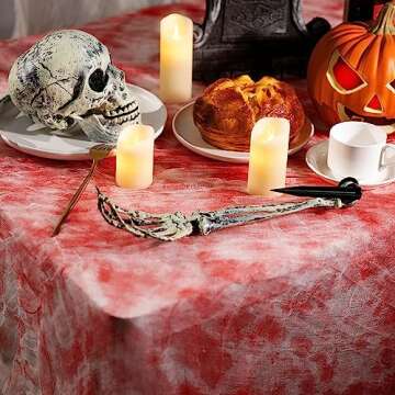 Watayo 315 x 85 Inch Halloween Creepy Blood Cloth - Scary Spooky Cloth with Bloody Prints - Windows Doorways Cover Gauze for Halloween Party Haunted House Decorations