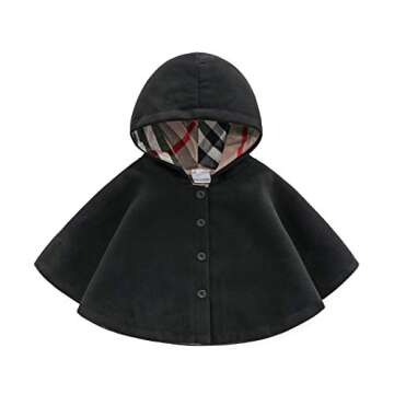 MODNTOGA Baby and Toddler Boys Girls Wool Blend Winter Hooded Outerwear Capes Poncho Coat (Black, 3T...