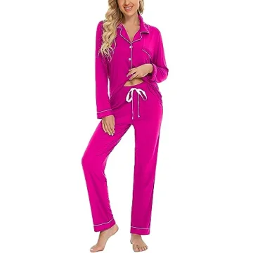 Anjue Women's 2 Piece Casual Long Sleeve Sleepwear Set Pajama Sets for Women Pajamas for Women Soft ...