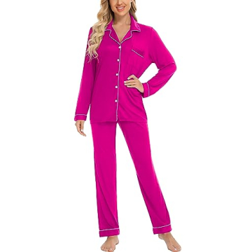 Anjue Women's Stylish Long Sleeve Pajamas for Cozy Nights