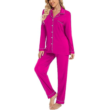 Anjue Women's Stylish Long Sleeve Pajamas for Cozy Nights