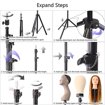 Adjustable Wig Stand Tripod for Mannequin Heads