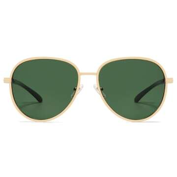 SOJOS Retro Trendy Aviator Sunglasses Women Men 90s Vintage Glasses Stylish Sunglasses SJ1216,(Gold/...