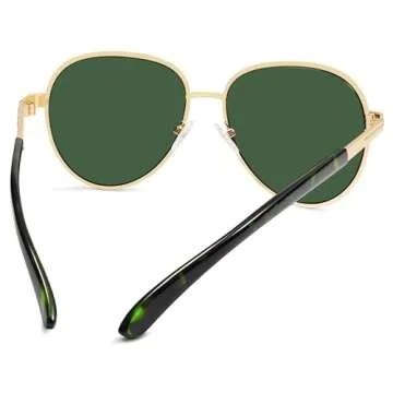 SOJOS Retro Trendy Aviator Sunglasses Women Men 90s Vintage Glasses Stylish Sunglasses SJ1216,(Gold/Tortoise/Green)