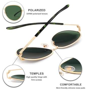 SOJOS Retro Trendy Aviator Sunglasses Women Men 90s Vintage Glasses Stylish Sunglasses SJ1216,(Gold/Tortoise/Green)