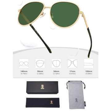 SOJOS Retro Trendy Aviator Sunglasses Women Men 90s Vintage Glasses Stylish Sunglasses SJ1216,(Gold/Tortoise/Green)