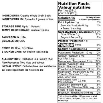 Food to Live Organic Spelt Flakes, 4 Pounds - Rolled Spelt Made from Whole Grain Non-GMO Berries, Uncooked, Raw Whole Foods, Vegan, Kosher, Bulk, Great for Breakfast Cereal and Granola.