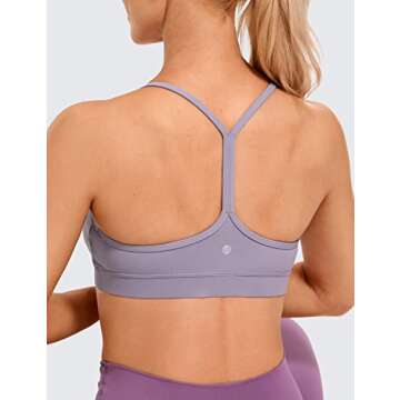 CRZ YOGA Butterluxe Womens Y Back Sports Bra - Padded Racerback Low impact Spaghetti Thin Strap Workout Yoga Bra Lavender Mist X-Small