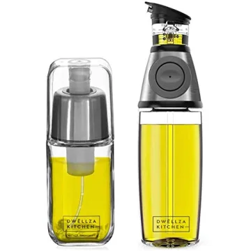 DWËLLZA KITCHEN Olive Oil Dispenser & Sprayer - 17oz & 6oz, Glass 2 In 1 Design