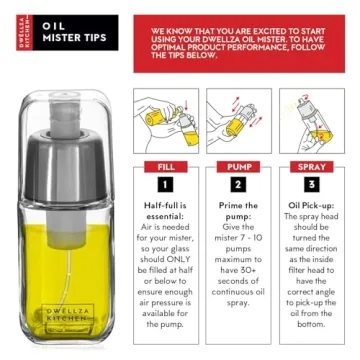 Olive Oil Dispenser & Sprayer - 2 In 1 Glass Kitchen Gadget