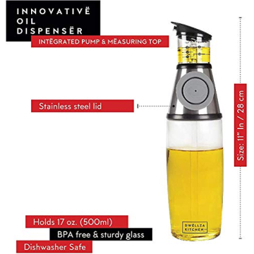 Olive Oil Dispenser & Sprayer - 2 In 1 Glass Kitchen Gadget