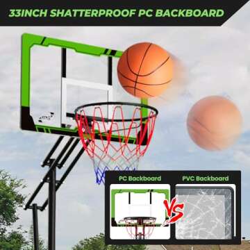Basketball Hoop Outdoor 4.0-8.5ft Adjustable, Portable Basketball Goal System for Kids Teens and Youth in Backyard/Indoor/Driveway, with 33in Shatterproof Backboard