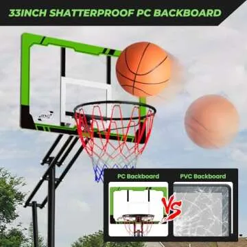 Basketball Hoop Outdoor 4.0-8.5ft Adjustable, Portable Basketball Goal System for Kids Teens and Youth in Backyard/Indoor/Driveway, with 33in Shatterproof Backboard