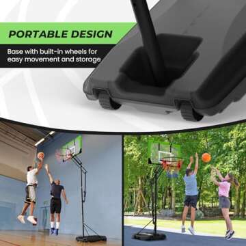 Basketball Hoop Outdoor 4.0-8.5ft Adjustable, Portable Basketball Goal System for Kids Teens and Youth in Backyard/Indoor/Driveway, with 33in Shatterproof Backboard