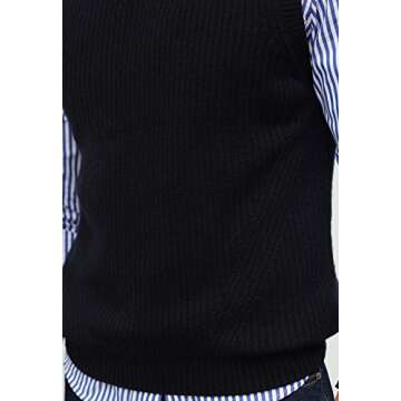 zhilifs Mens V-Neck Knitted Sweater Sleeveless Pullover Knitwear Vest Solid Plain Loose Fit All Match Sweater Tops_Black_Large