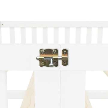 Queen Size Floor Bed with Slats and Center Support Bar, Queen Size Montessori Floor Bed with Fence and Door, Kids Montessori Bed Queen Size, Montessori Floor Bed for Kids, Girls, Boys, White