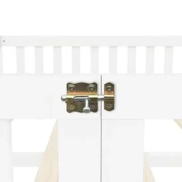 Queen Size Floor Bed with Slats and Center Support Bar, Queen Size Montessori Floor Bed with Fence and Door, Kids Montessori Bed Queen Size, Montessori Floor Bed for Kids, Girls, Boys, White