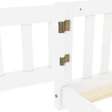 Queen Size Floor Bed with Slats and Center Support Bar, Queen Size Montessori Floor Bed with Fence and Door, Kids Montessori Bed Queen Size, Montessori Floor Bed for Kids, Girls, Boys, White