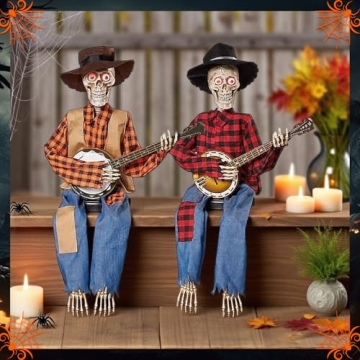 Dueling Banjo Skeletons: Animated Skeleton Musicians with Light-Up Eyes