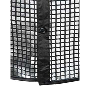 JOGAL Mens 70s Disco Shirt Silver Sequins Party Costume Long Sleeve Button Down Shirt Large Black Silver