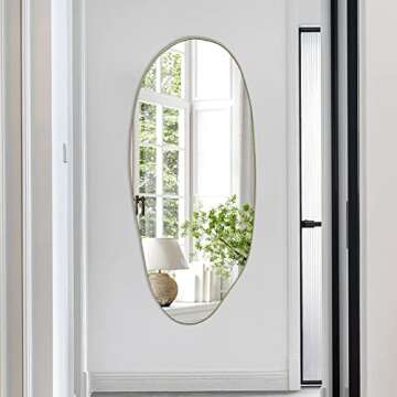 DAOYIJIAJU Irregular Mirror, Large Asymmetrical Mirror, 47.2"x20" Gold Oblong Mirrors, Modern Unique Shaped Mirrors for Living Room Bathroom Bedroom Entryway