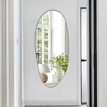 DAOYIJIAJU Irregular Mirror, Large Asymmetrical Mirror, 47.2"x20" Gold Oblong Mirrors, Modern Unique Shaped Mirrors for Living Room Bathroom Bedroom Entryway