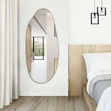 DAOYIJIAJU Irregular Mirror, Large Asymmetrical Mirror, 47.2"x20" Gold Oblong Mirrors, Modern Unique Shaped Mirrors for Living Room Bathroom Bedroom Entryway