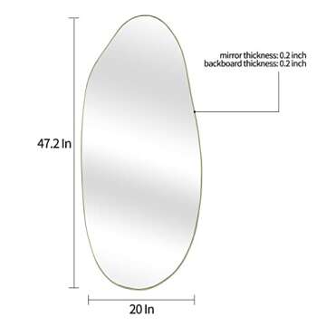 DAOYIJIAJU Irregular Mirror, Large Asymmetrical Mirror, 47.2"x20" Gold Oblong Mirrors, Modern Unique Shaped Mirrors for Living Room Bathroom Bedroom Entryway