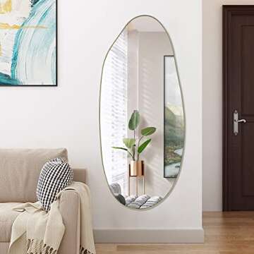 DAOYIJIAJU Irregular Mirror, Large Asymmetrical Mirror, 47.2"x20" Gold Oblong Mirrors, Modern Unique Shaped Mirrors for Living Room Bathroom Bedroom Entryway