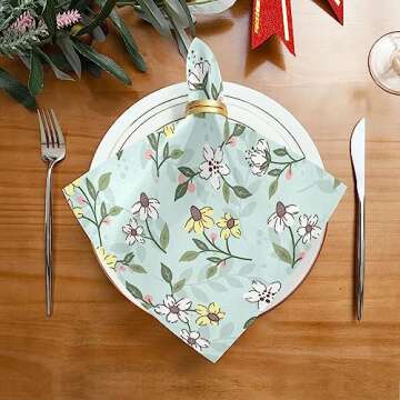 susiyo Yellow and White Flowers Cloth Napkins Set of 6 Washable Polyester Dinner Napkins Soft Comfor...