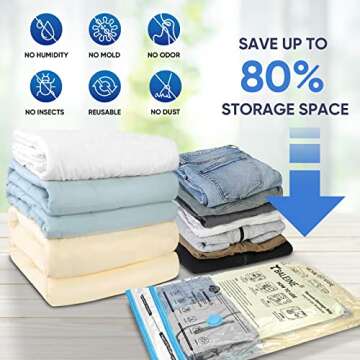 BALEINE Vacuum Storage Bag Space Saving Compression Sealer Bags for Moving, Hand Pump Included (Combo 12 Pack)