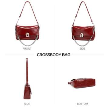 LA FESTIN Leather Crossbody Purse for Women: Red Small Shoulder Bag with Adjustable Strap Trendy Designer Purses and Handbags - Suitable for Daily Occasions