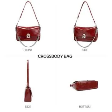 LA FESTIN Leather Crossbody Purse for Women: Red Small Shoulder Bag with Adjustable Strap Trendy Designer Purses and Handbags - Suitable for Daily Occasions