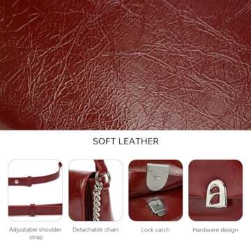 LA FESTIN Leather Crossbody Purse for Women: Red Small Shoulder Bag with Adjustable Strap Trendy Designer Purses and Handbags - Suitable for Daily Occasions