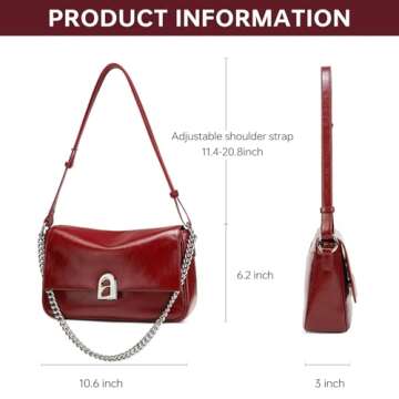 LA FESTIN Leather Crossbody Purse for Women: Red Small Shoulder Bag with Adjustable Strap Trendy Designer Purses and Handbags - Suitable for Daily Occasions
