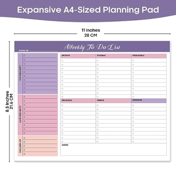 Undated Weekly To-Do Notepad 52 Sheets Work Home Planner