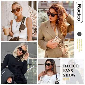 racico Trendy Cat Eye Sunglasses Women - 2 pack Vintage Oversized Cateye Style Square Sun Glasses Women Men
