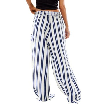Yanekop Womens Striped Casual Wide Leg Lounge Pants