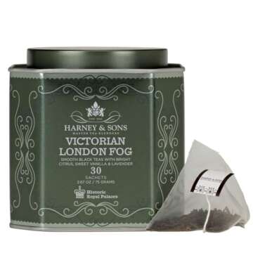 Harney & Sons Victorian London Fog Tea, Black and Oolong Tea with Citrus, Vanilla and Lavender | 30 ...