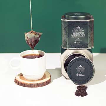 Harney & Sons Victorian London Fog Tea, Black and Oolong Tea with Citrus, Vanilla and Lavender | 30 Sachets, Historic Royal Palaces Collection