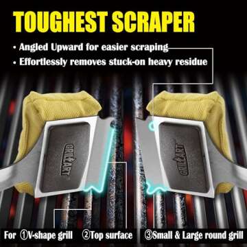 GRILLART Grill Brush for Outdoor Grill Bristle Free - Reinforced Grill Cleaner Scraper BBQ Brush - Replaceable Head Barbecue Grill Cleaning Brush - Safe BBQ Accessories Grill Tools - Gifts for Men/Dad