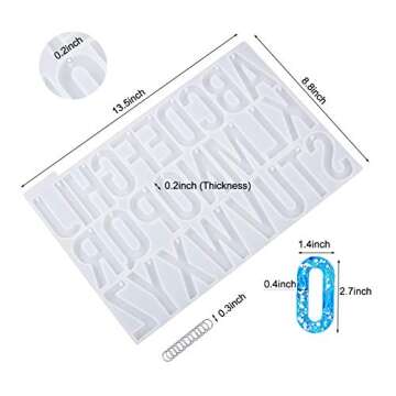 LET'S RESIN Alphabet Keychain Molds with Hole, Large Alphabet Resin Silicone Molds for Epoxy, Resin ...